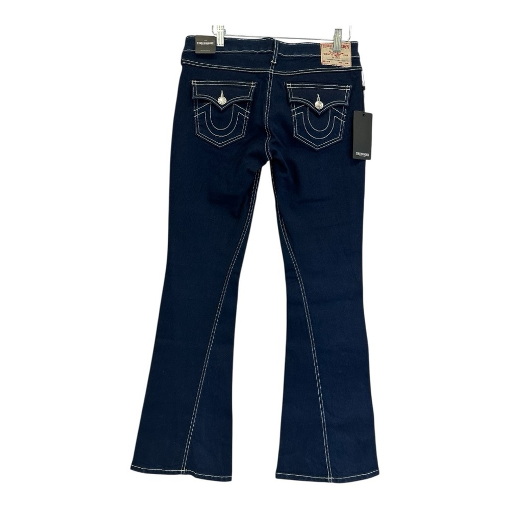 True Religion Joey Flare Leg Dark Wash Denim Low Rise Jean NWT W28 L34 $159 - Picture 7 of 13